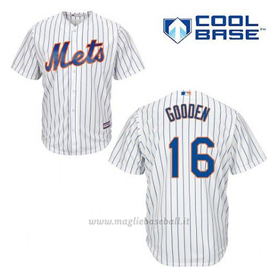 Maglia Baseball Uomo New York Mets Dwight Gooden 16 Bianco 1ªCool Base
